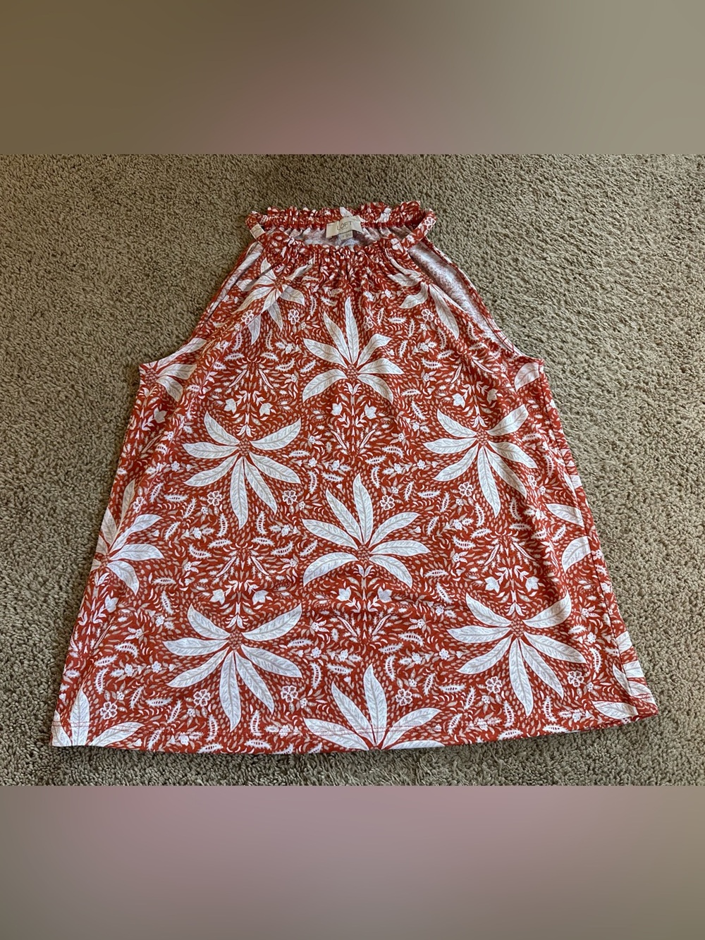 LOFT Rust and White Floral Sleeveless Top.
